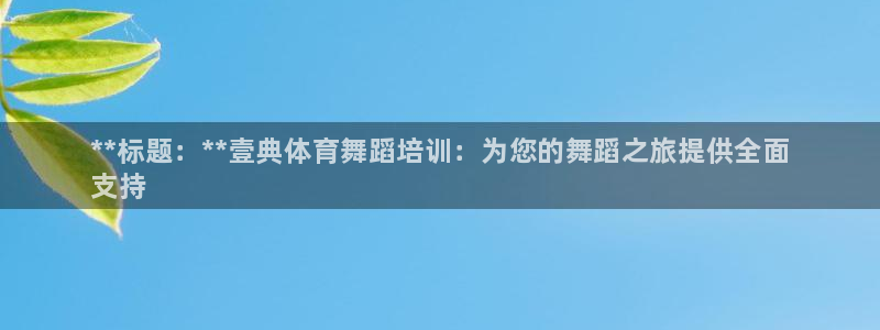 四川耀世发展集团：**标题：**壹典体育舞蹈培训：为您的舞蹈